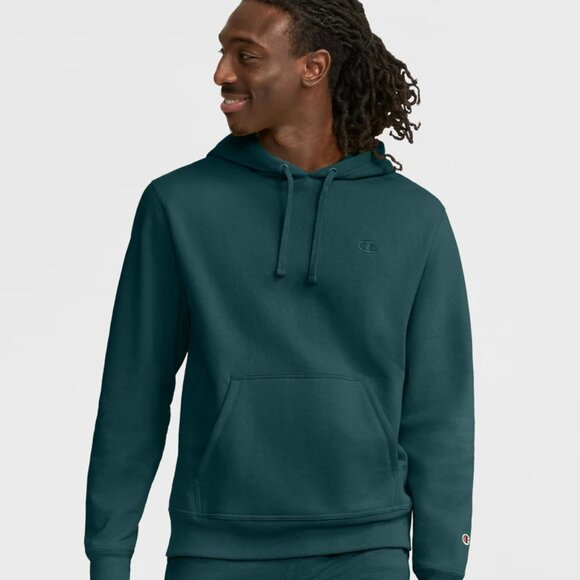 NWT Champion Men's Powerblend Fleece Pullover Hoodie Green Size S $60 8C92 - Picture 1 of 5